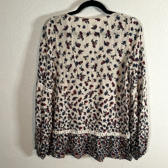 Promesa Boho Floral Lace Trim Blouse Size Large - Picture 6 of 8